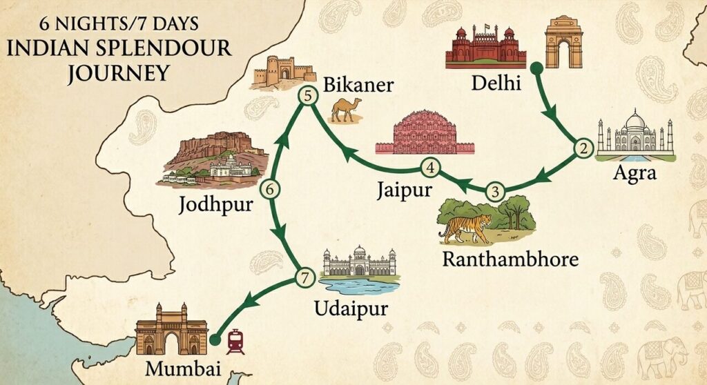 Indian splendour maharajas express journey map